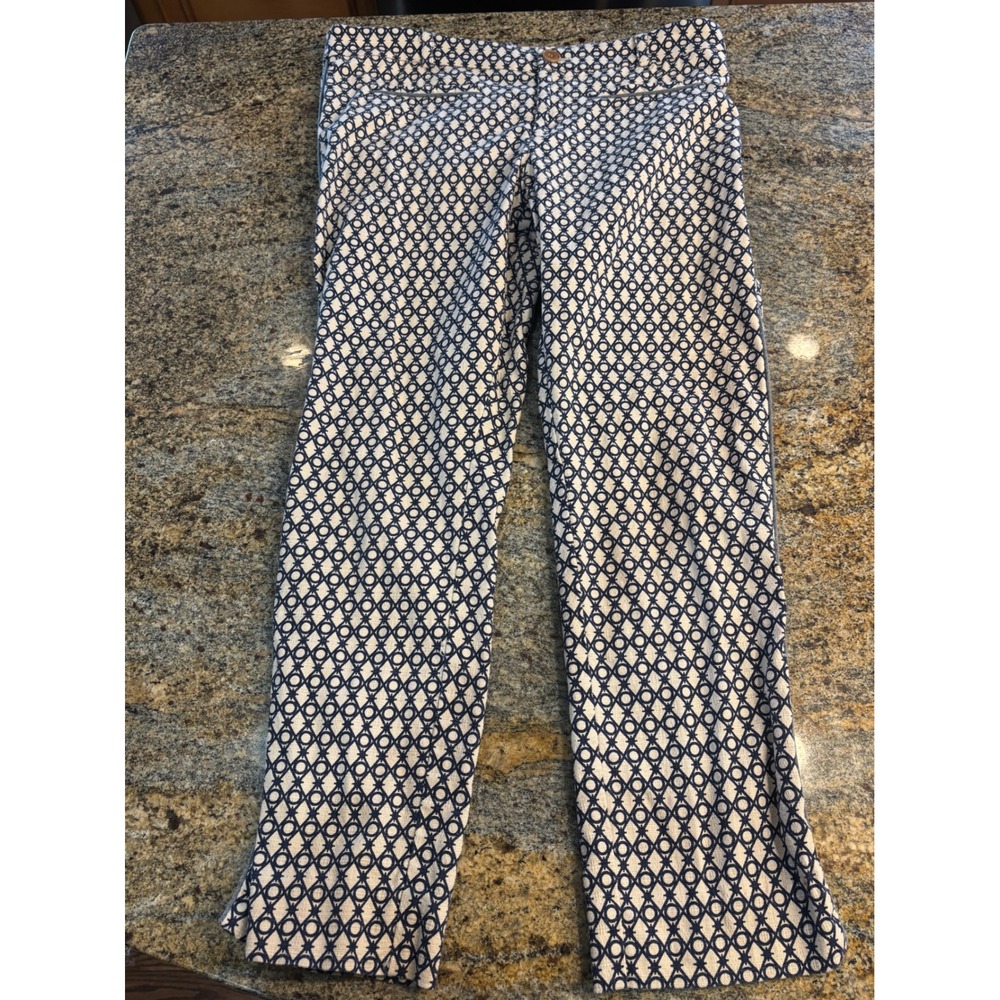 Anthropologie Cartonnier Navy Geometric Printed Trousers Pants Womens 10 $128